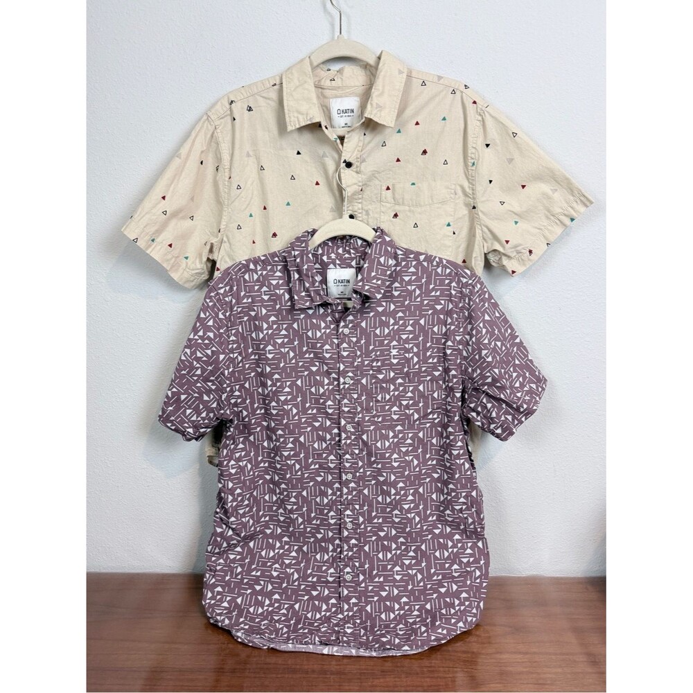 2 Katin Short-Sleeve Button-Down Shirts M